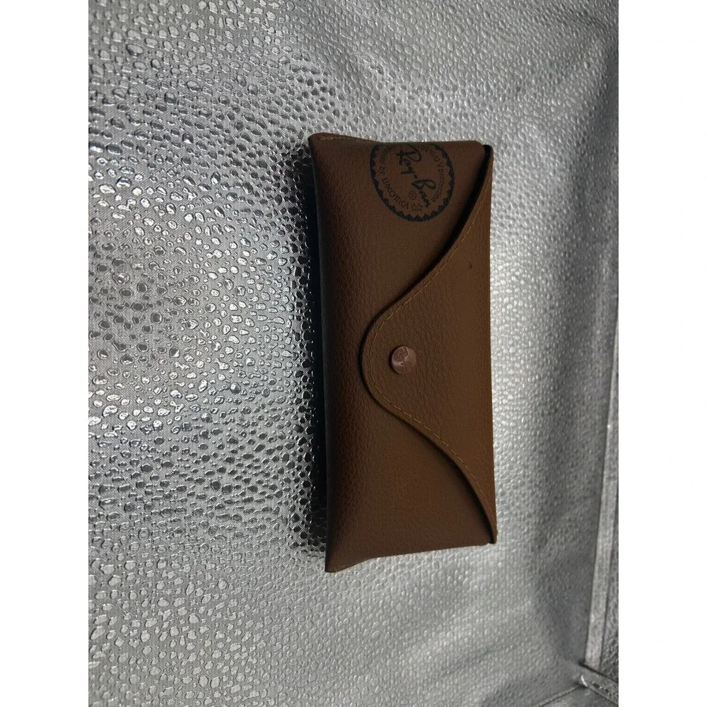 Ray-Ban Sunglasses‎ Case Tan Brown Faux Leather Snap Closure Luxottica Accessory